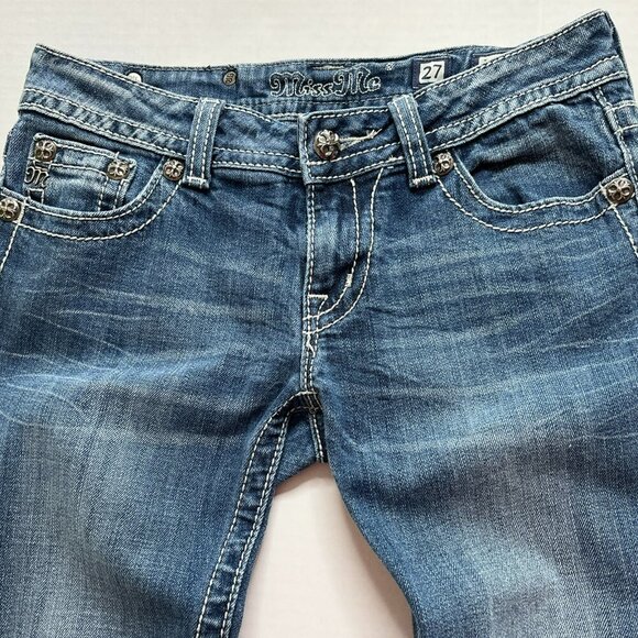 Miss Me Jeans Boot Cut JP6048B sz 27 Low Rise Whiskered Western - Picture 5 of 16